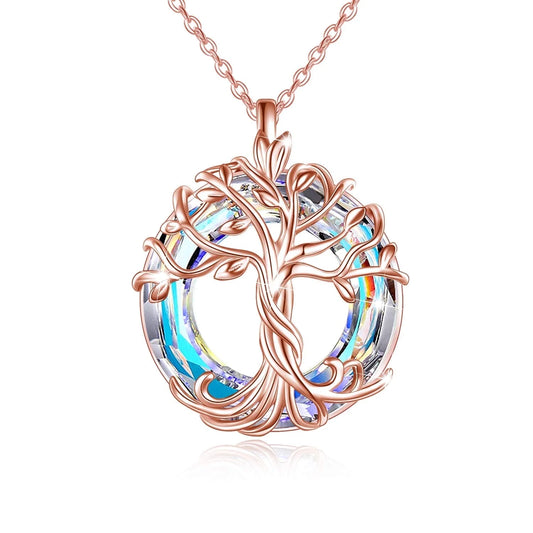 Mothers Day Gifts Tree of Life Necklace for Women 925 Sterling Silver Family Tree Austrian Crystal Jewelry Valentines Day Anniversary Birthday Mothers Day Gifts for Mom