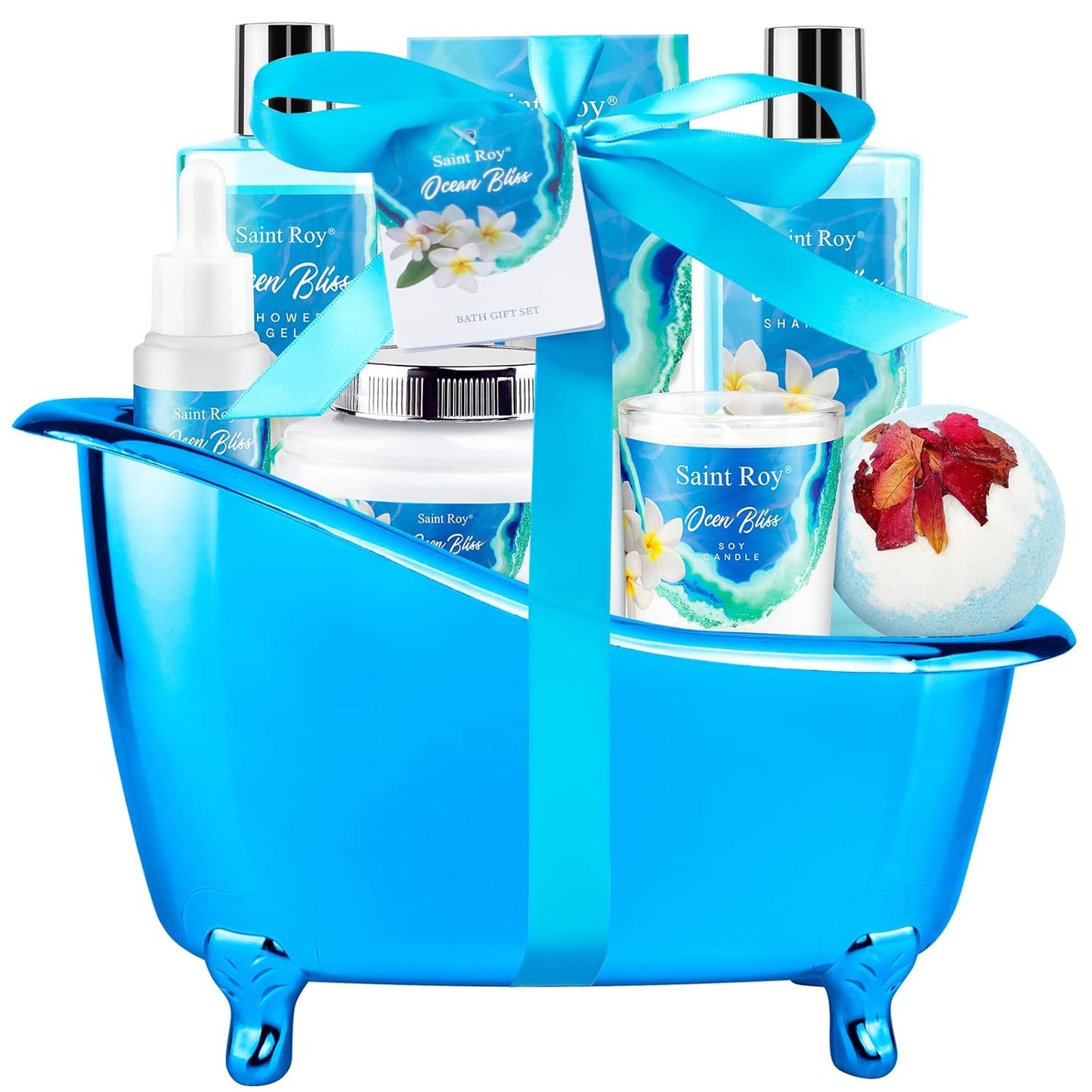 Mother'S Day Gifts Spa Kit Gifts for Her or Him Birthday Gifts for Women, Luxury Home Spa Kit, 8Pcs Bath Gift Set Ocean & Vanilla, Gift Baskets for Women Unique with Bath Bombs, Scented Body Lotion